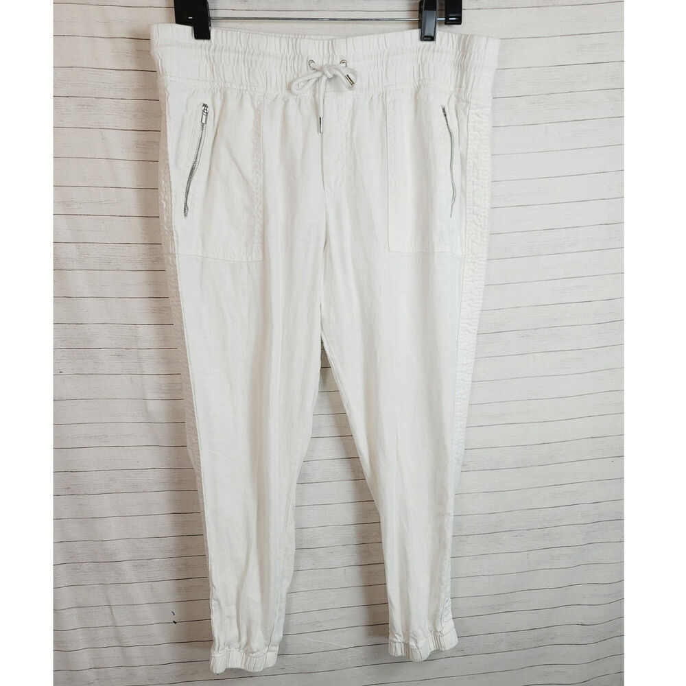 Athleta Cabo Linen Jogger in White, sz 14 Petite